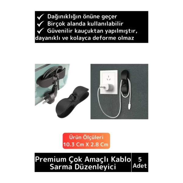 Premium Bilgisayar Notebook Şarj Kablosu Fön Airfryer Mutfak Çok Amaçlı Kablo Sarma Düzenleyici 5 Ad
