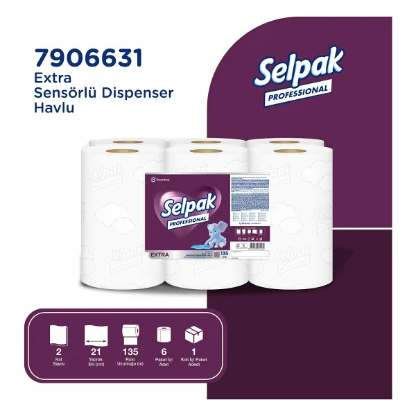 Selpak Professional Extra Sensörlü 21 cm 135 mt 6'lı Kağıt Havlu