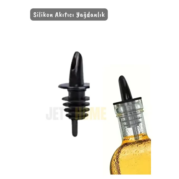 Silikon Akıtıcı Yağlık Sirkelik Şişe Tıpası Evrensel Ağız Tipi Siyah