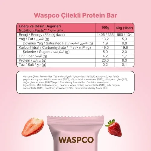 WaspCo Çilekli 40 gr Protein Bar
