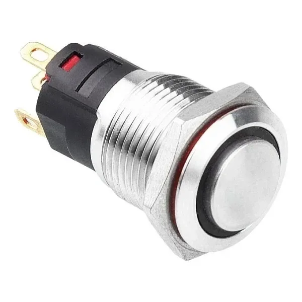 WD16A-G1-E 16mm Çıkık Yaylı Işıklı Metal Buton - Beyaz