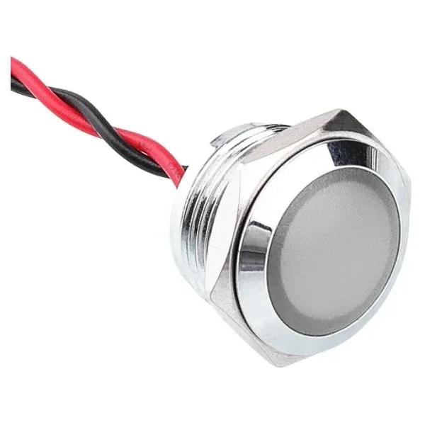 WD16L-P2 16mm 12-24V Kablolu Metal Sinyal Lambası - Beyaz