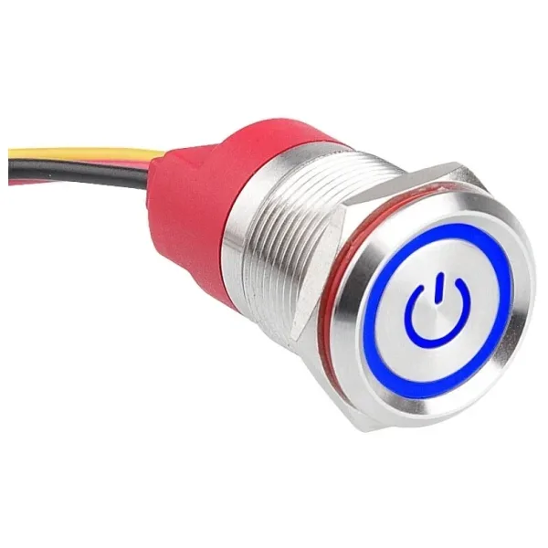 WD19T-P2-EC 19mm Dokunmatik Touch Metal Buton - Mavi