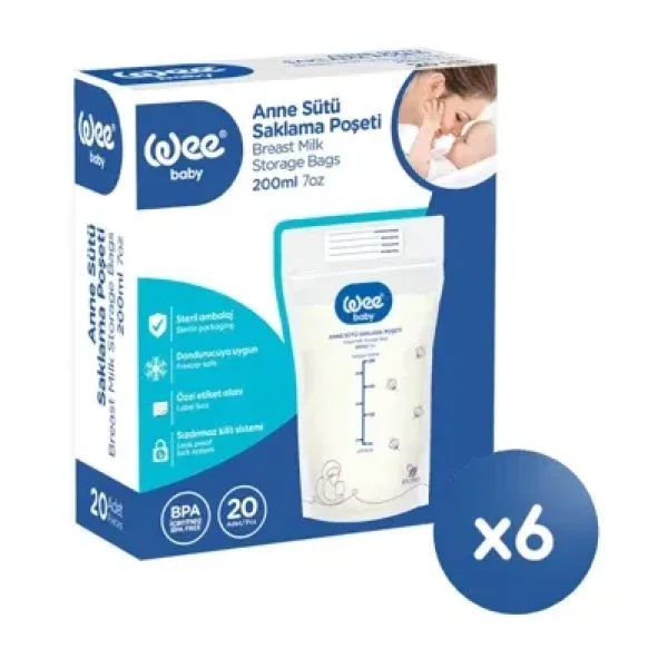Wee Baby Süt Saklama Poşeti Seti (20x6 120 Adet)