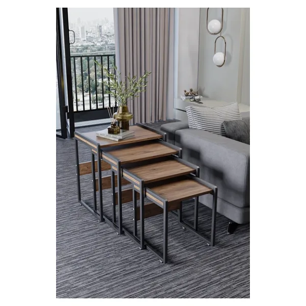 Wood House Lara 4'Lü Zigon Sehpa Çam
