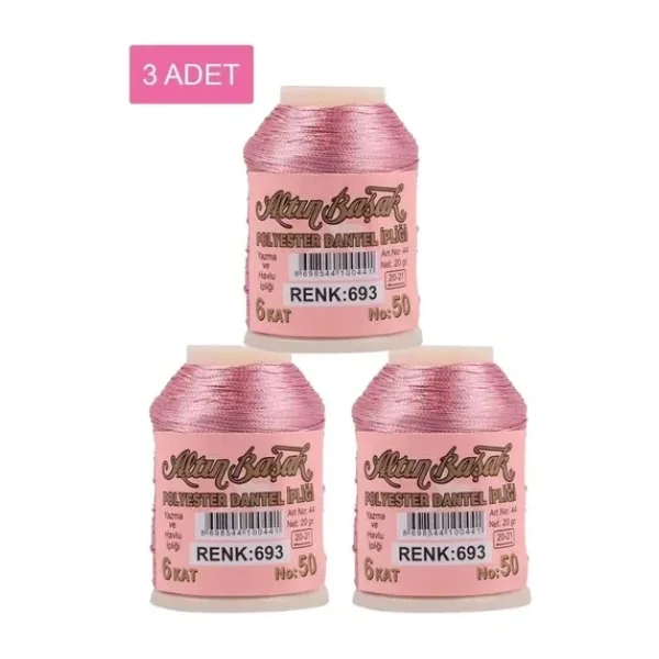 3 Adet Altınbaşak Oya ve Dantel İpi 20 gr - Royaleks - No: 693