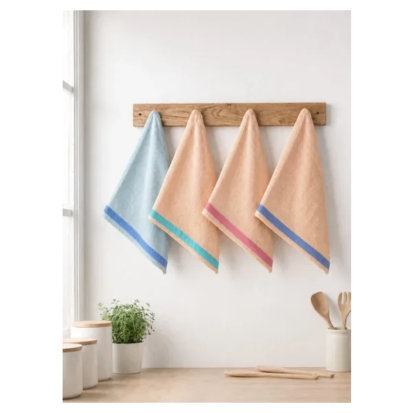 4 Adet Renkli Mutfak Havlusu El Bezi Kurulama Bezi 25 x 45