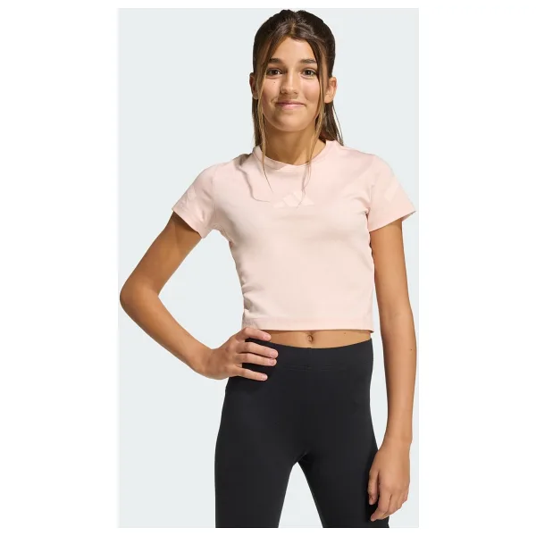 Adidas Z.N.E. Fitted KD8458 Pudra Kısa Kollu Bisiklet Yaka Çocuk Crop Tişört