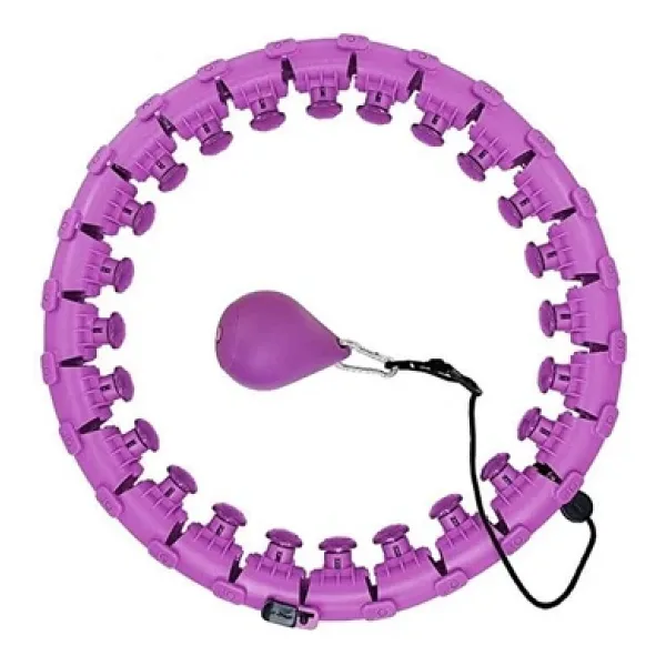 Akıllı Hulahop Çemberi - 24 Parçalı 360° Ayarlanabilir Masajlı Zayıflama ve Spor Halkası (Mor)