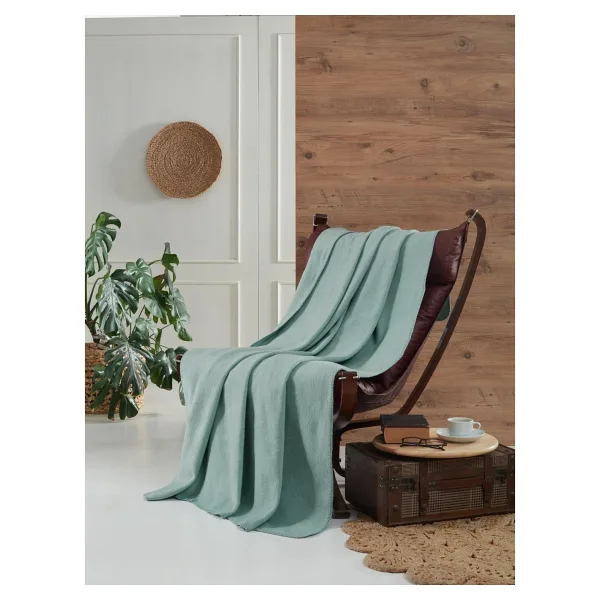 Aksu Brighton Collection Pamuklu Tv Battaniye 130 x 170 Mint - 130 x 170 cm