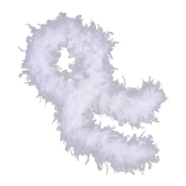 Beyaz Renk Kabarık Kalın Otriş Boa Tüy 6 Cm Genişlik 180-200 Cm Uzunluk