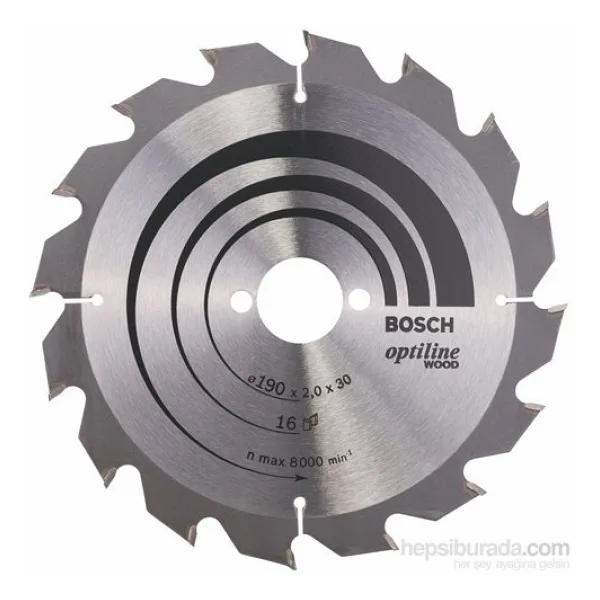 Bosch - Optiline Serisi Ahşap İçin Daire Testere Bıçağı - 190 X 30 X 2,0 Mm, 16 Diş