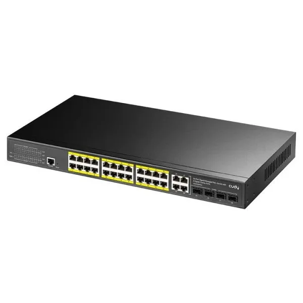 CUDY GS2028PS4-400W 24 PORT 10/100/1000 24 PORT POE+ 4 PORT UPLINK+4 PORT SFP YONETILEBILIR RACK MOUNT SWITCH