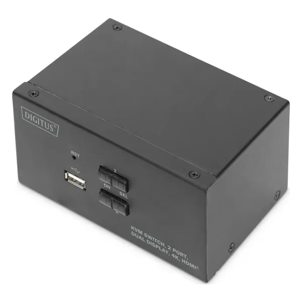 Digitus 2 Port USB 2.0 HDMI Çift Ekran Bağlantılı, 4K, KVM (Keyboard/Video Monitor/Mouse) Periferi (