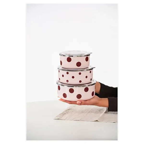 Emaylab X Peppythings Cherry 3'lü Emaye Saklama Kabı