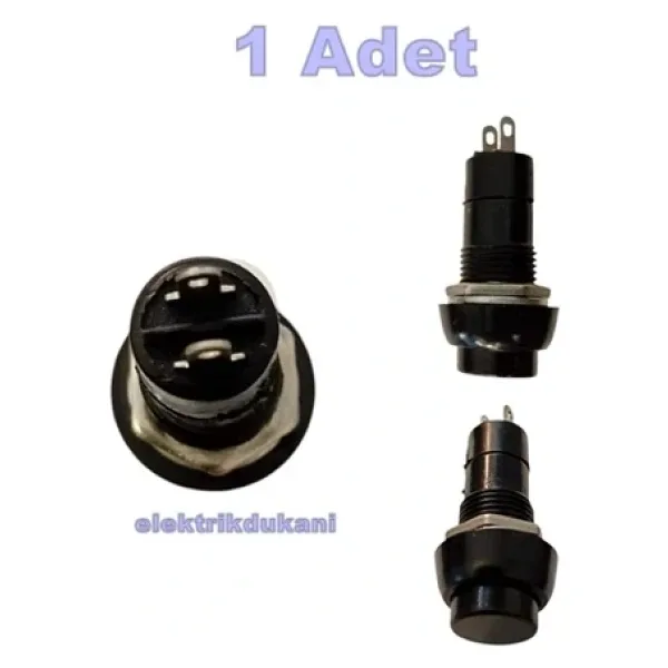 Ender Plastik Siyah Yuvarlak Yaylı Buton Anahtar 12MM