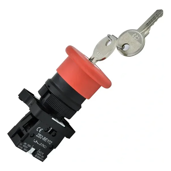 Gwest BZ-01ZA 22mm Kalıcı Acil Stop Anahtarlı Mantar Buton 1NC