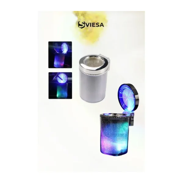 Işıklı Küllük Renkli Rgb Led Işıklı Lüx Oto Küllük Kapaklı Spor Araç İçi Küllük Araba Küllüğü