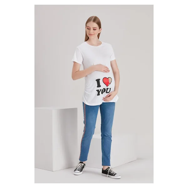 Işşıl 4490-kalpten Bakan Bebek Kısa Kol Viskon Hamile T-shirt