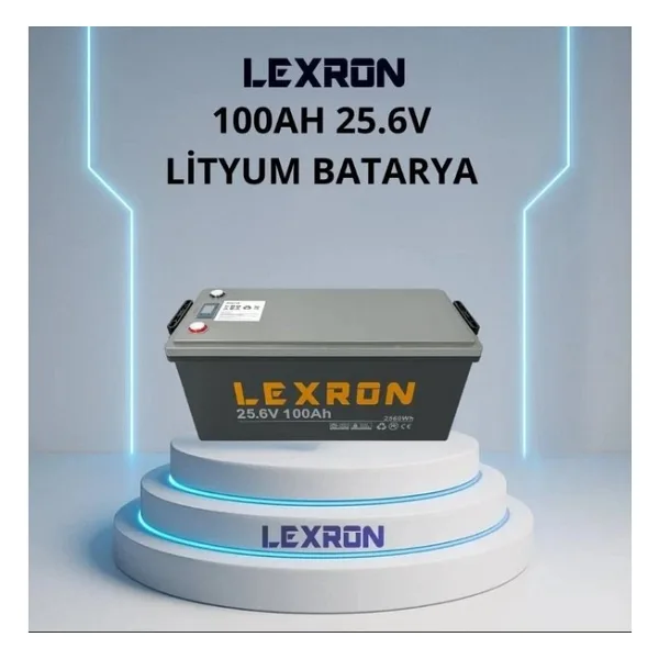 Lexron - İnges 25.6 Volt 100 Amper Lityum Akü - 24 Volt 100 Ah Lifepo4 Batarya - Güneş Paneli Aküsü