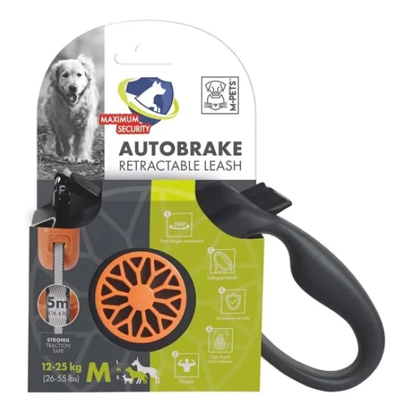 M-PETS AUTOBRAKE OTOMATİK GEZDİRME ŞERİT 5MT/ORANGE (M)