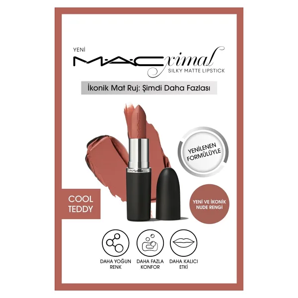 MAC Silky Matte Lipstick Nemlendirme Etkili Yoğun Renk Sağlayan Ruj -COOL TEDDY 3.5GM