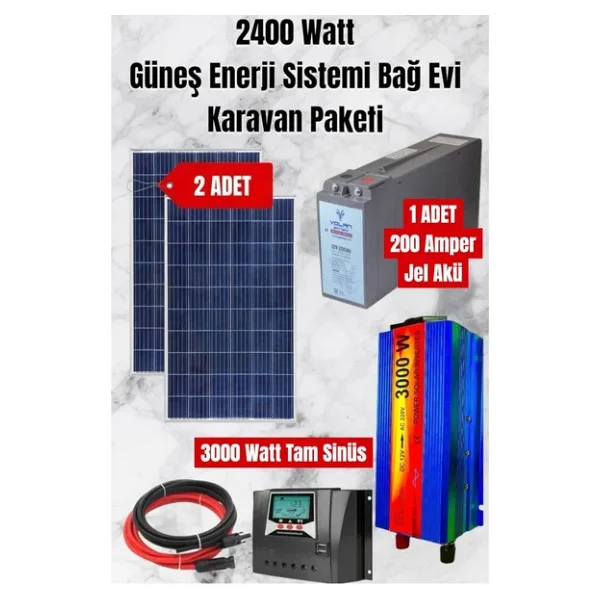 maxcam 2400 WATT TV, Buzdolabı, Aydınlatma İçin Güneş Enerji Sistemi Bağ Evi Ve Karavan Solar Sistem