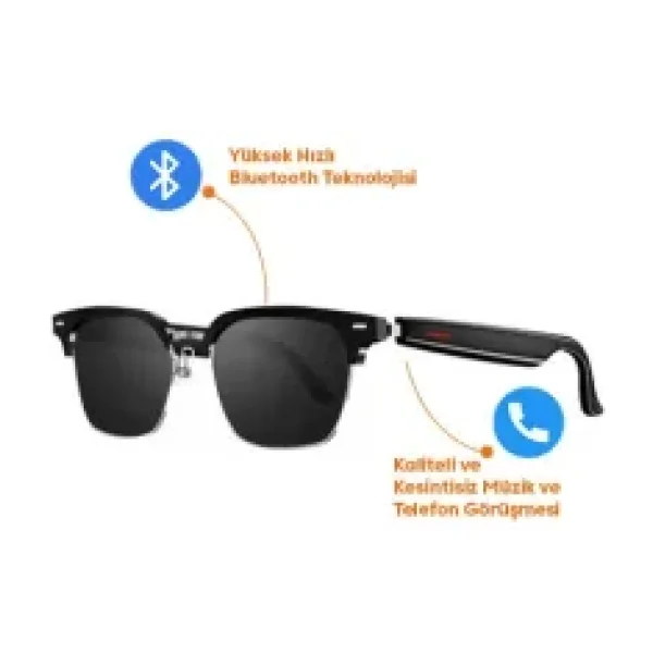 Mlb E13-06 Siyah Kablosuz Bluetooth Uyumlu Akıllı Gözlük