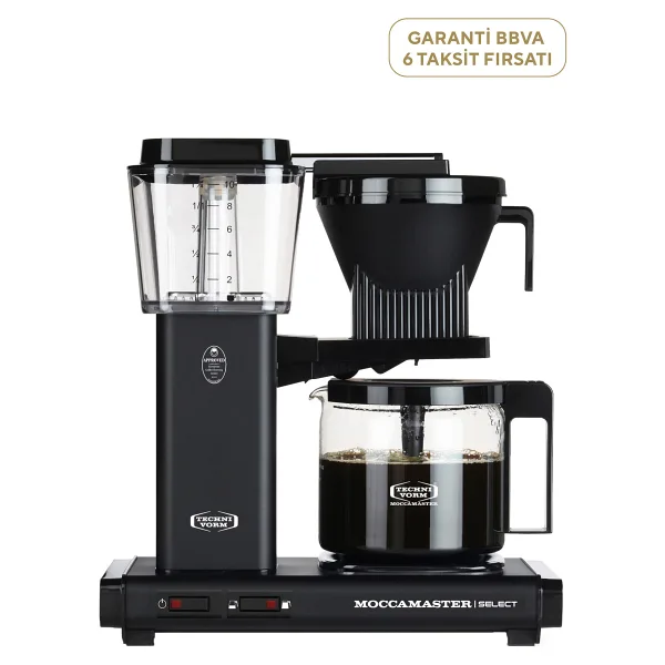 Moccamaster Select Mat Siyah Cam Potlu Filtre Kahve Makinesi