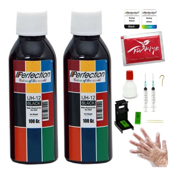Perfection HP Deskjet 3636 / 3637 / 3638 / Uyumlu Kartuş Dolum Seti Black 2 x 100 ML