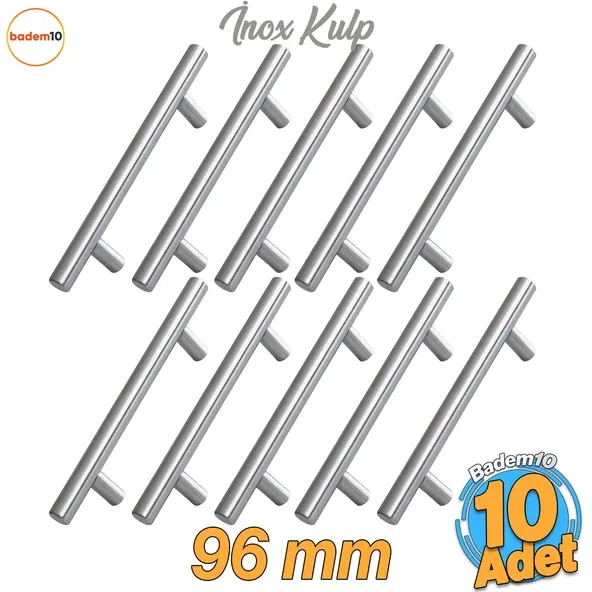 Pürüzsüz İnox Metal Kulp 10 Adet 96 Mm Mobilya Mutfak Çekmece Dolap Dolabı Kulbu Kulpu Kulpları