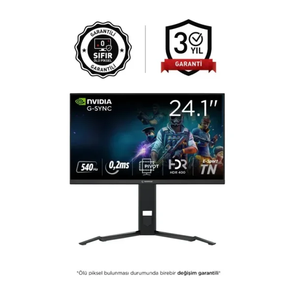 Rampage ZENITH ZN24TN540 24.1" 0.2 ms Full HD Pivot 540 Hz Oyuncu Monitörü