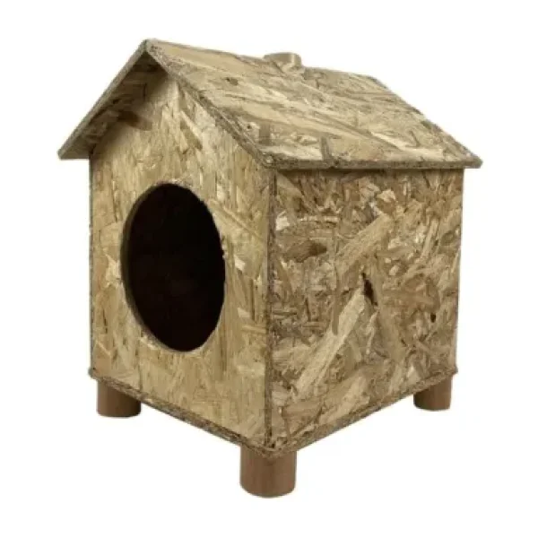 Reyo Kedi Evi Dış Ortam Uygun Ahşap Kedi Evi Osb 43X40x37 Cm - Cat14