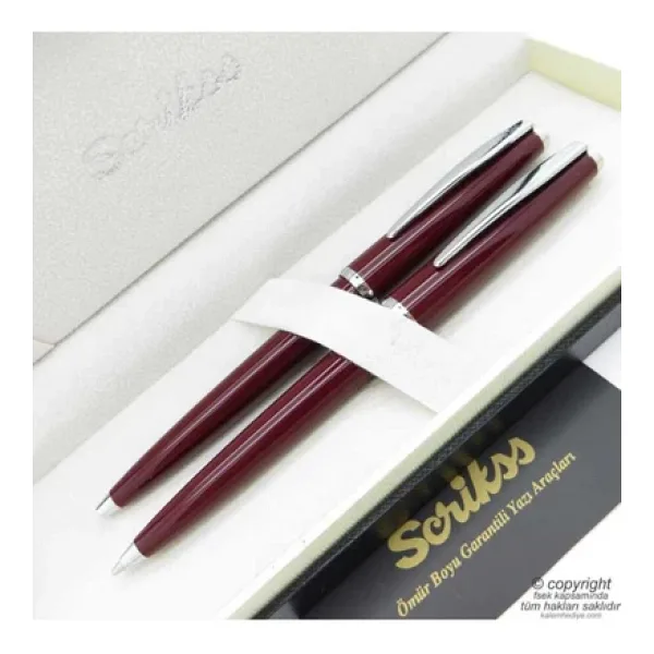 Scrikss 33 Bordo Özel Kutulu Tükenmez Kalem