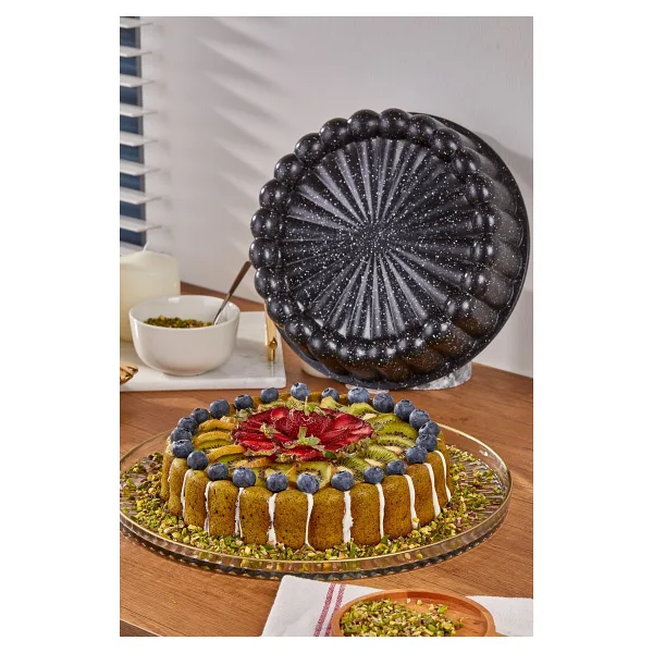 Taç Granit Döküm 26 cm Siyah Tart Kalıbı