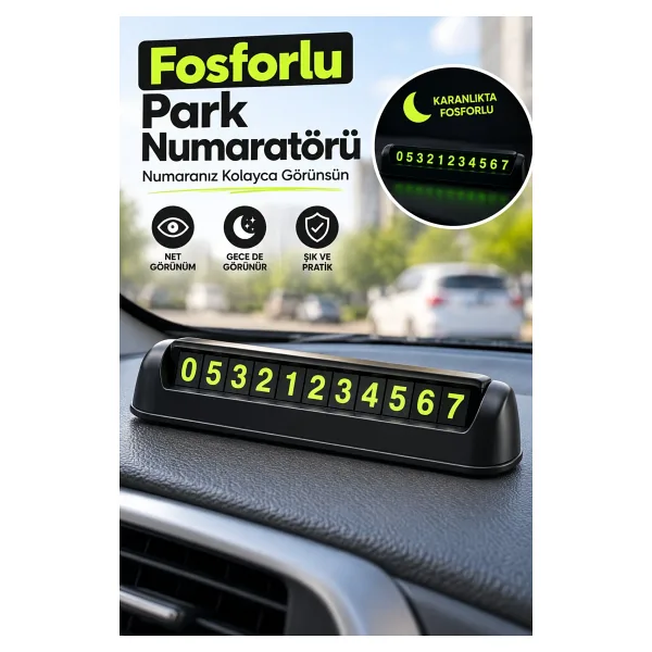 tafce Araç Içi Park Telefon Numarası Fosforlu Numaratör Oto Cam Kartı