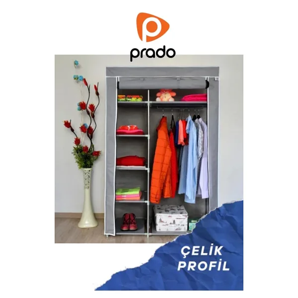 Teknor Prado Elit Yandan Raflı Çelik Profilli Bez Dolap
