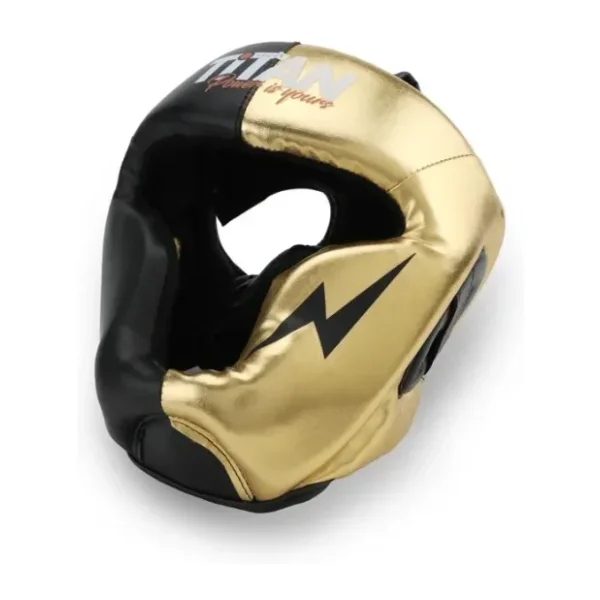 Titan Sport Yüz Korumalı Boks Kaskı , Siyah - Altın (Gold) Model