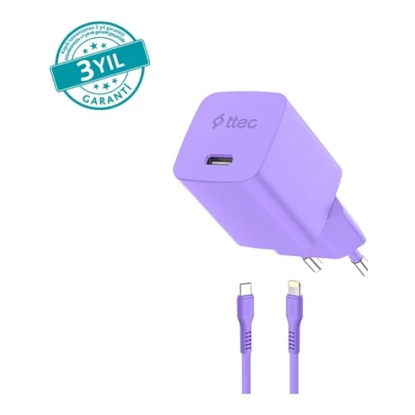 Ttec SmartCharger 2SCG20LNMR 20 W Mor Lightning Kablolu Hızlı Şarj Aleti