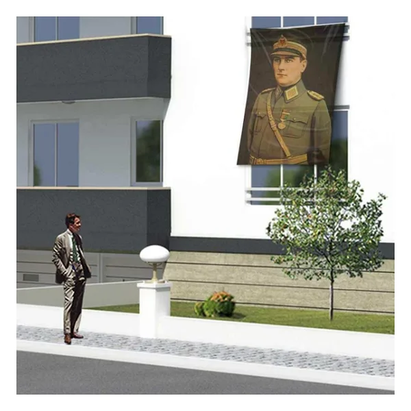 Üniformalı Gazi Mustafa Kemal Atatürk Poster Cephe Bayrak 150x225cm -1,5x2,25 Metre