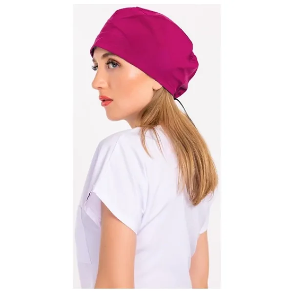 Unisex Düz Koyu Pembe Doktor Hemşire Hastane Medikal Cerrahi Bonesi Pembe