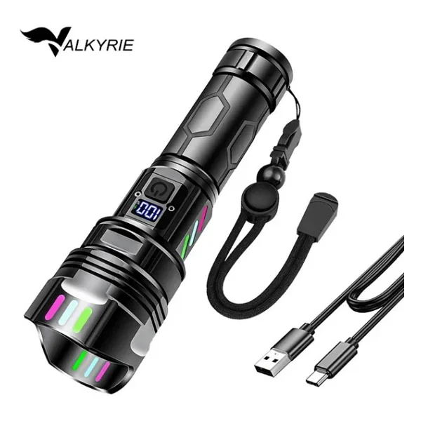 Valkyrie Şarjlı El Feneri 30W Powerbank Özellikli Type-C Zoomlu 5 Modlu Ultra Güçlü Led Fener