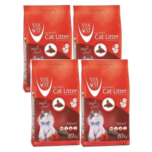 Vancat Natural İnce Taneli 10 kg/11.8 lt 4'lü Bentonit Kedi Kumu