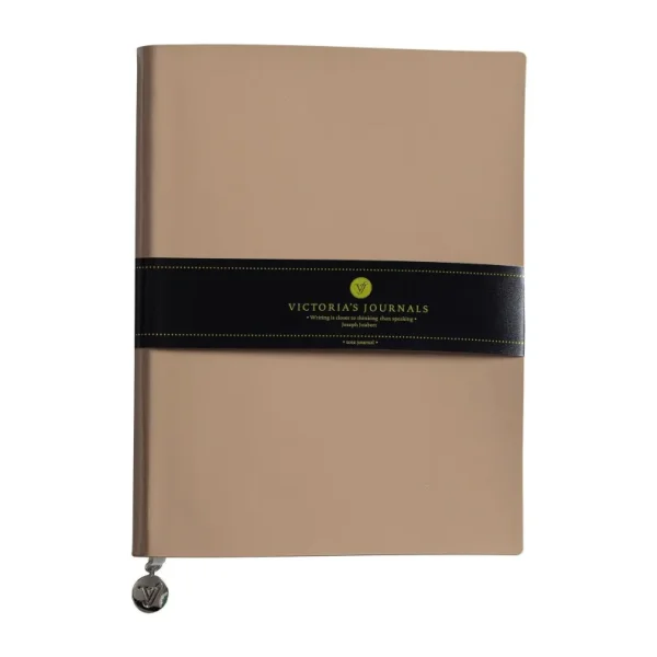 Victoria's Journals Smyth Rugan Esnek Kapak Çizgili Defter, 19x25 cm -Bej