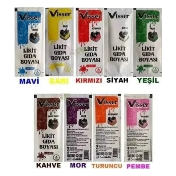 Visser Likit Gıda Boyası 12 ml x 5 ADET