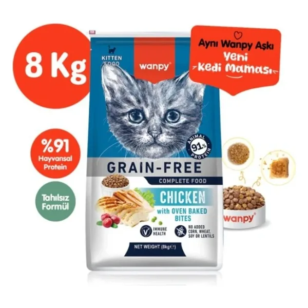 Wanpy Tahılsız Tavuklu 8 kg Yavru Kedi Maması