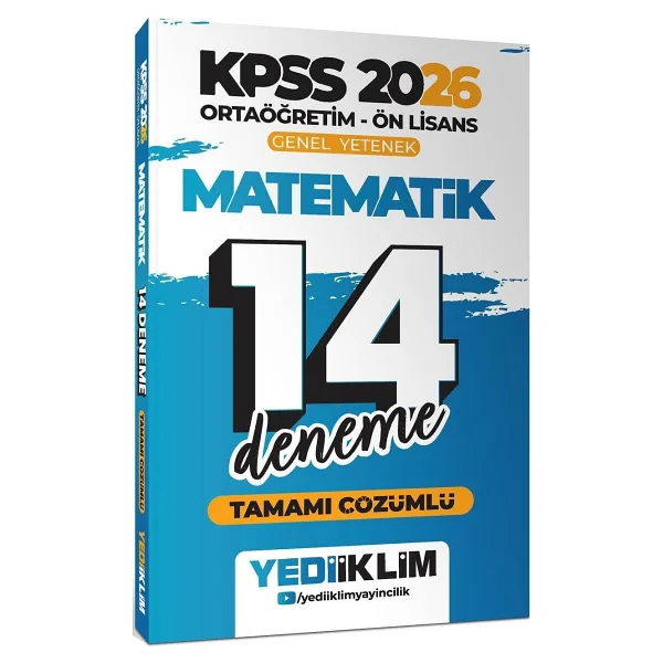 Yediiklim Yayınları 2026 KPSS Ortaöğretim Ön Lisans Genel Yetenek Matematik Tamamı Çözümlü 14 Deneme