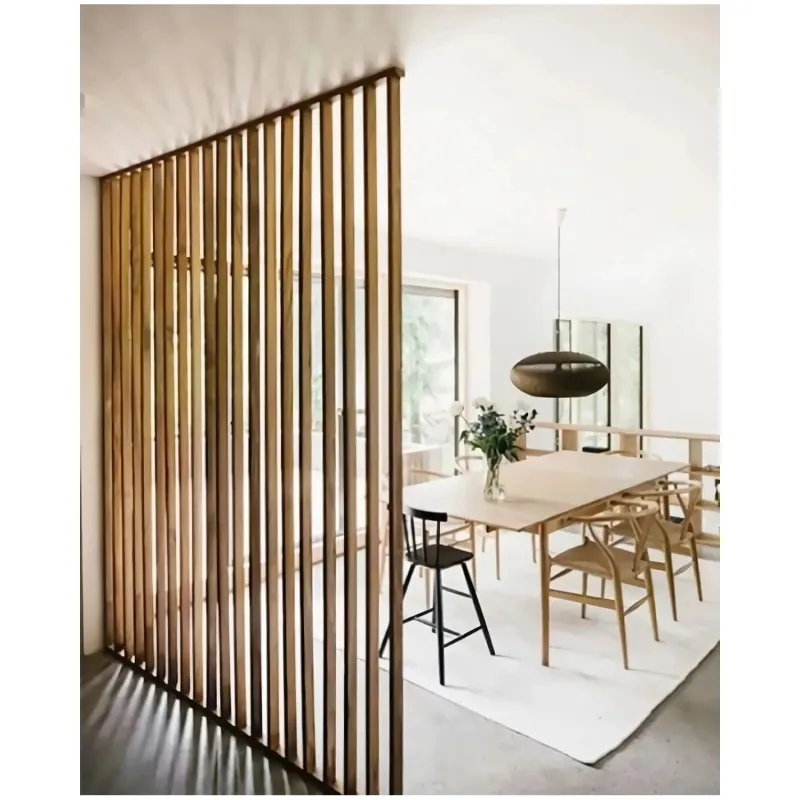 150CM x 250CM Ahşap Çıtalı Paravan Oda Ayırıcı Seperatör Duvar Dekor 150CM x 250CM - 150x250 cm - Koyu Kahve