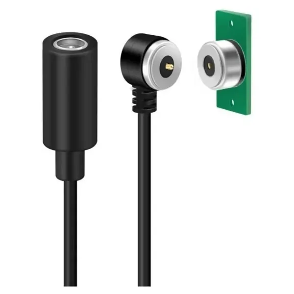 2-Pin 10mm 90C Kablolu PCB'li Pogo Pin Manyetik Konnektör Takımı - DC Soketli