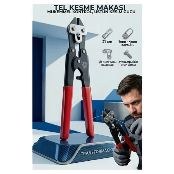 210 mm Profesyonel Tel Kesme Makası - 1-4 mm Hassas Tel ve Kablo Kesici Bolt Cutter 723177